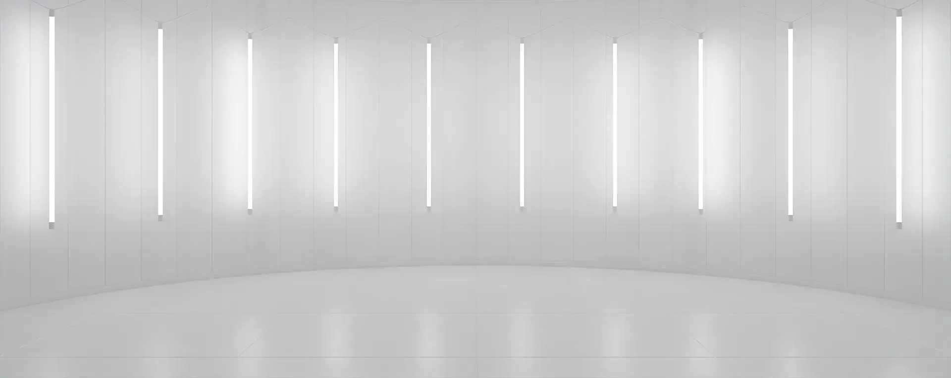 white minimalistic abstract 3 d background light from lamps walls circular stage